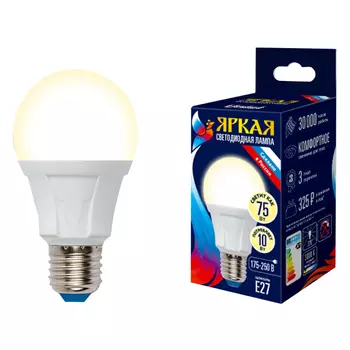 лампа светодиодная UNIEL 10Вт E27 850лм 2700K 220В груша A60