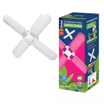 лампа светодиодная UNIEL 4х лепестковая 32Вт для роста растений