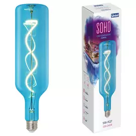 лампа светодиодная UNIEL 5Вт Е27 400Лм 2700К 220В цилиндр голубой