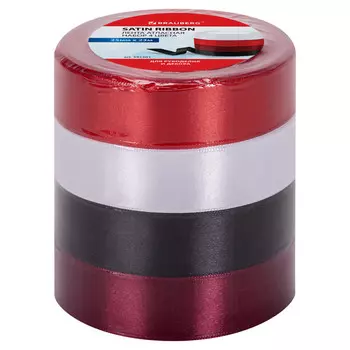 лента атласная BRAUBERG N1 25мм 23м 4шт микс