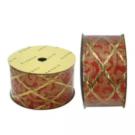 лента капрон 40мм 1,5м золотая вышивка