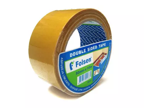 лента клейкая двусторонняя FOLSEN ткань 50ммх10м, арт.032155010