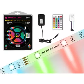 лента светодиодная AMBRELLA 7,2Вт/м 720Лм/м RGB IP20 5м белый