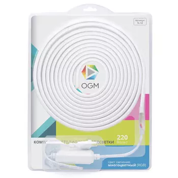 лента светодиодная комплект OGM 220В 72Вт 5050 60д/м IP44 5м RGB