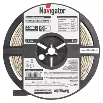 лента светодиодная Navigator 4,8Вт IP20 12В 4000К 5м