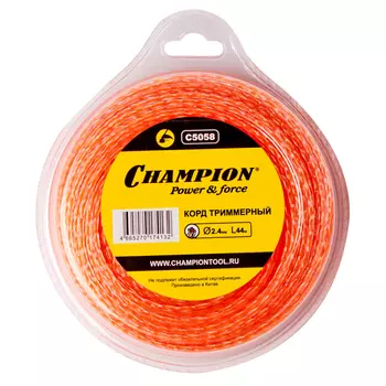 леска для триммеров CHAMPION Square Twist DUO 2,4мм 44м витой квадрат