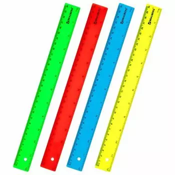 линейка BRAUBERG 30см пластик неоновый