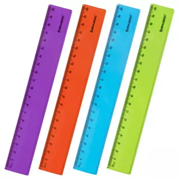 линейка BRAUBERG Fruity 20см пластик в асс-те