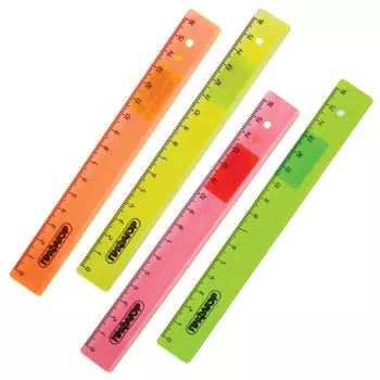 линейка ПИФАГОР 16см пластик неон в асс-те