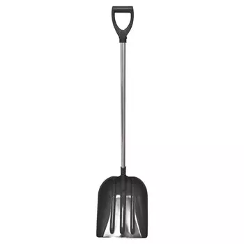 лопата для снега ДЕЛЬТА с алюминиевым черенком и ручкой 400х470х1550 черная