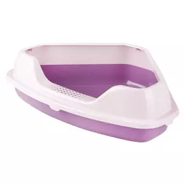 лоток для кошек Феликс угловой с рамкой фиолетовый
