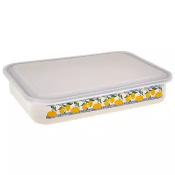 лоток HITT Лимонная мозаика 1,5л 22х13х5см с крышкой эмал.сталь,пластик