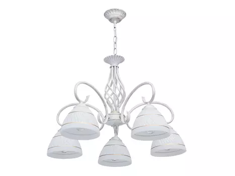 люстра подвесная DEMARKT Ариадна 5x60Вт E27 стекло,металл, белый