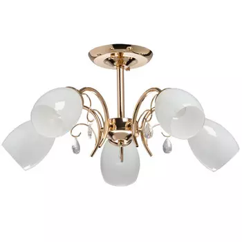 люстра DEMARKT Грация 5x60Вт E27 стекло,металл золото