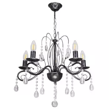 люстра подвесная DE CITY Лада 5х60Вт E14 металл черный серебро