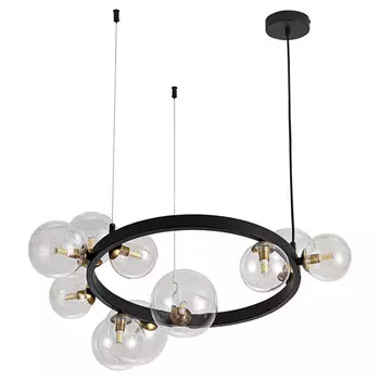 люстра подвесная DE FRAN Аркада G9 10х20Вт черный+стекло