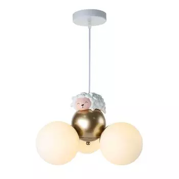 люстра подвесная для детской ESCADA Fluff барашек 3x40Вт G9 белый золото