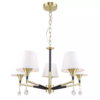 люстра подвесная FREYA Nuo 5х40Вт E14 бежевый/бронза