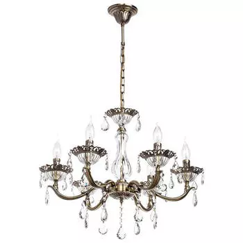 люстра подвесная MW-LIGHT Свеча 6х60Вт E14 хрусталь бронза