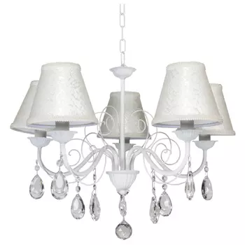 люстра подвесная Nadira 5хЕ14х40Вт абажур ткань на пластиковой основе белый