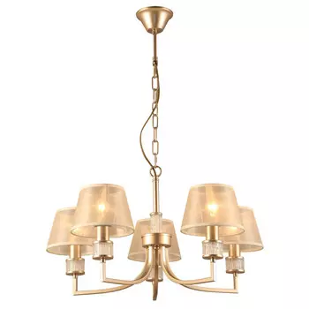 люстра подвесная RIVOLI Elionor 5х40Вт E14 металл ткань золотой