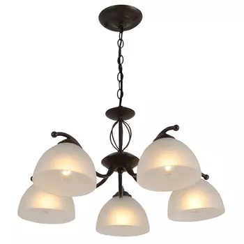 люстра подвесная RIVOLI Jackeline 5х40Вт E27 металл стекло белый кофейный