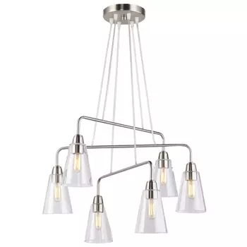 люстра подвесная RIVOLI Picco 6хЕ14 40Вт металл стекло сатин-никель