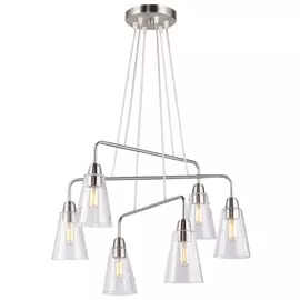 люстра подвесная RIVOLI Picco 6хЕ14 40Вт металл стекло сатин-никель