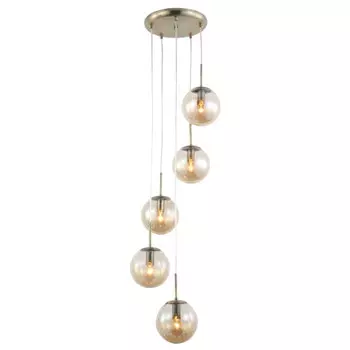 люстра подвесная SCHAFFNER Fama 5х40Вт E14 стекло металл бронза