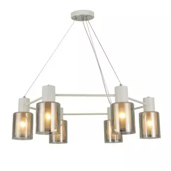 люстра подвесная SCHAFFNER Manso Е14 15Вт стекло металл белый