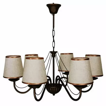 люстра подвесная СВЕТПРОМ Лен 6х40Вт Е14 текстиль коричневая