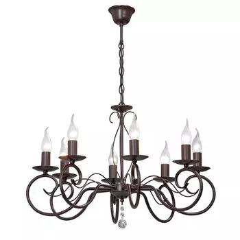 люстра подвесная VITALUCE Room 8x40Вт Е14 металл коричневый