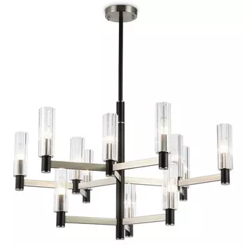 люстра потолочная AMBRELLA High Light E14 12х40Вт сатин никель/черный/прозрачный