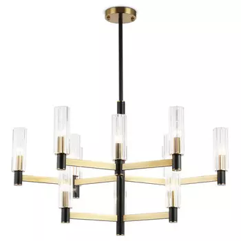 люстра потолочная AMBRELLA High Light E14 12х40Вт черный/латунь/прозрачный