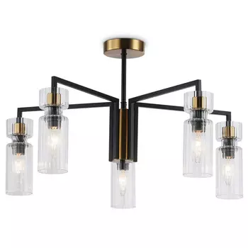 люстра потолочная AMBRELLA High Light E14 5х40Вт черный/латунь/прозрачный