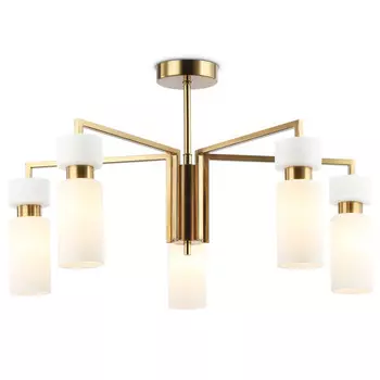 люстра потолочная AMBRELLA High Light E14 5х40Вт латунь/белый матовый