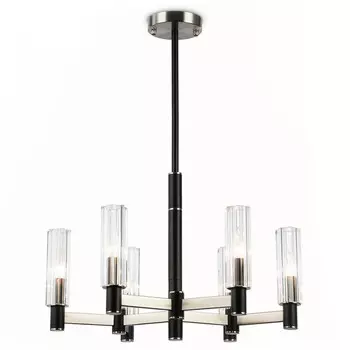 люстра потолочная AMBRELLA High Light E14 6х40Вт сатин никель/черный/прозрачный