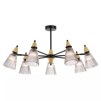 люстра потолочная AMBRELLA High Light E14х7 40Вт черный/светлое дерево/дымчатый