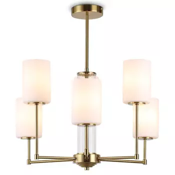 люстра потолочная AMBRELLA High Light E27 6х60Вт латунь/белый матовый