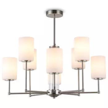 люстра потолочная AMBRELLA High Light E27 8х60Вт никель/белый матовый