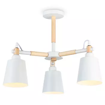 люстра потолочная AMBRELLA Traditional 3х40Вт E27 белая светлое дерево