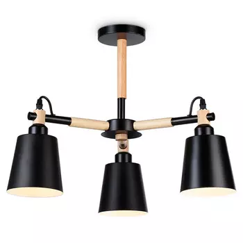 люстра потолочная AMBRELLA Traditional 3х40Вт E27 черный светлое дерево