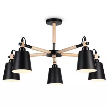 люстра потолочная AMBRELLA Traditional 5х40Вт E27 черный светлое дерево