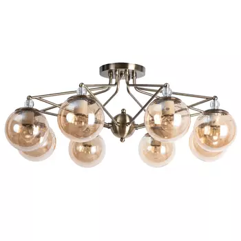 люстра потолочная ARTE LAMP Enigma 8х40Вт E27 металл стекло античная бронза
