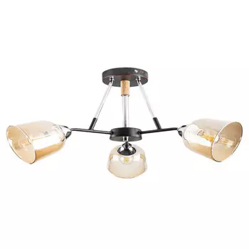 люстра потолочная CAIMAN Birch 3х60Вт Е27 металл стекло венге-хром