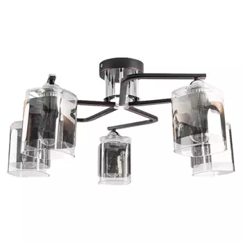 люстра потолочная CAIMAN Cross 5х60Вт Е27 металл стекло венге-хром