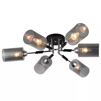 люстра потолочная J-LIGHT Oda E27 6х60Вт черный хром