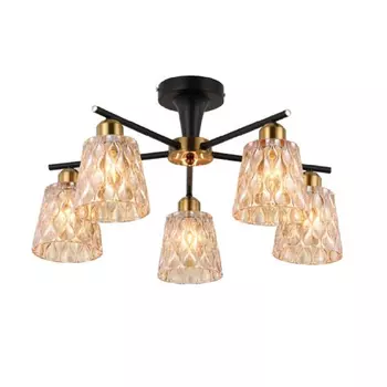 люстра потолочная J-LIGHT Rona E27 5х60Вт черный медь