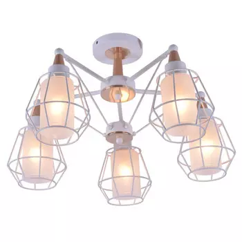 люстра потолочная JUPITER Elbor 5х60Вт Е27 металл дерево белый