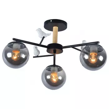 люстра потолочная JUPITER Kiwi 3х60Вт Е27 стекло металл черный